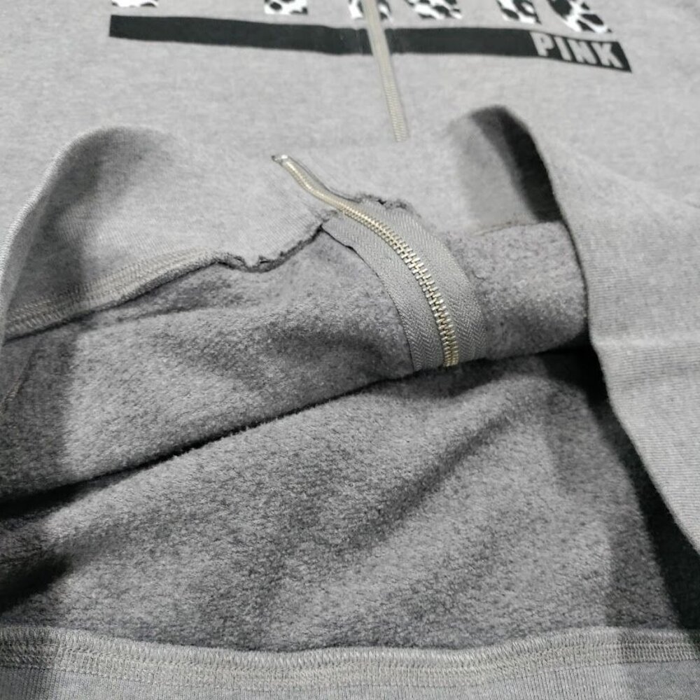 Vintage Victoria's Secret PINK Women's Small Logo Streetwear Zip-Up Hoodie Gray - Picture 8 of 12